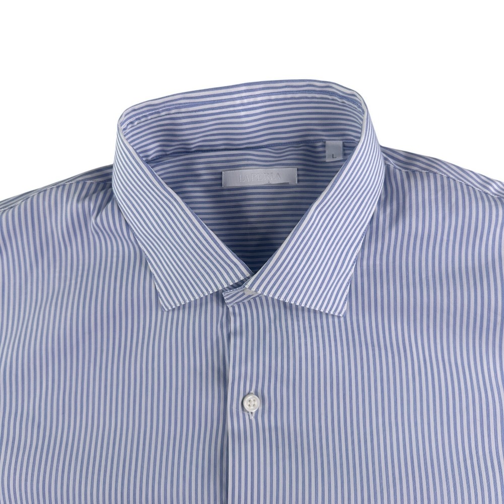 La Perla Shirt Mens Large Italy Stripe Cotton Nylon Stretch Tailored Luxury
